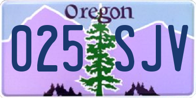 OR license plate 025SJV
