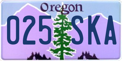 OR license plate 025SKA