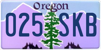 OR license plate 025SKB