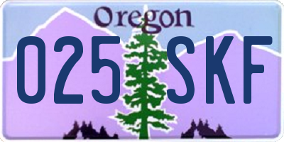 OR license plate 025SKF