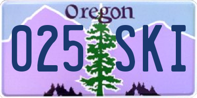 OR license plate 025SKI