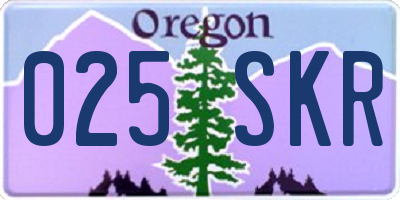 OR license plate 025SKR