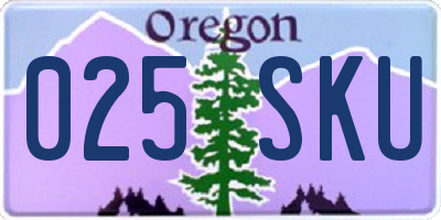 OR license plate 025SKU