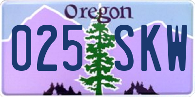 OR license plate 025SKW