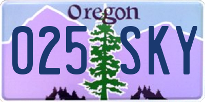 OR license plate 025SKY