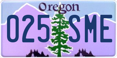 OR license plate 025SME
