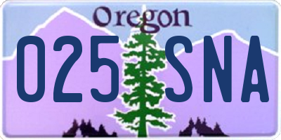 OR license plate 025SNA