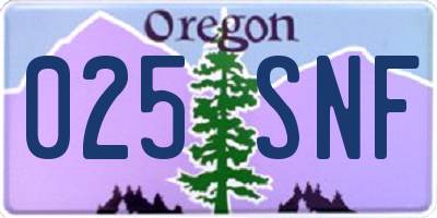 OR license plate 025SNF