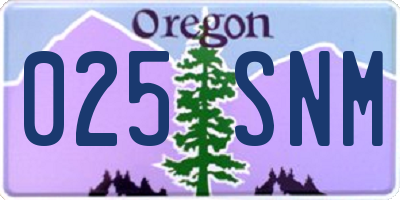 OR license plate 025SNM