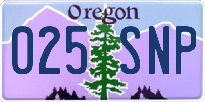 OR license plate 025SNP