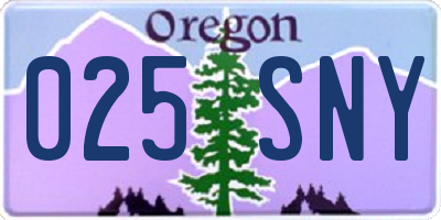 OR license plate 025SNY