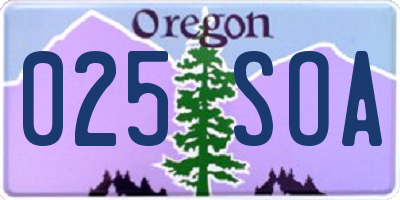 OR license plate 025SOA