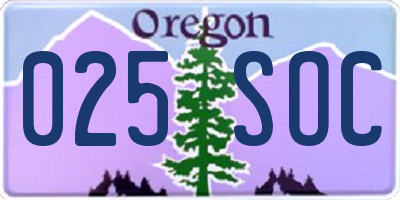 OR license plate 025SOC