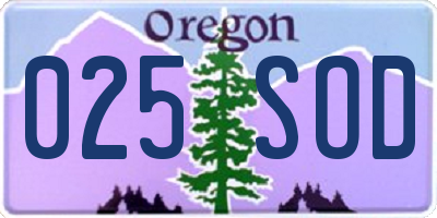 OR license plate 025SOD