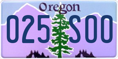 OR license plate 025SOO
