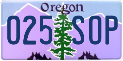 OR license plate 025SOP