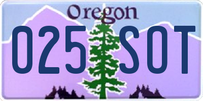 OR license plate 025SOT