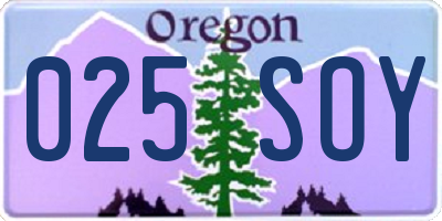 OR license plate 025SOY