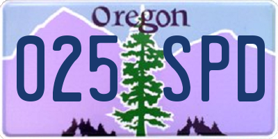 OR license plate 025SPD