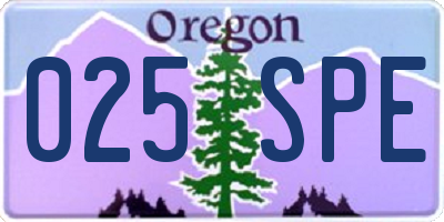 OR license plate 025SPE
