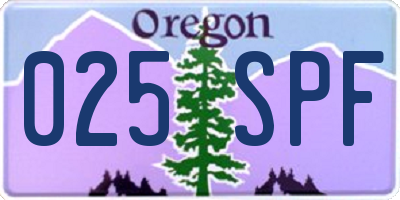 OR license plate 025SPF