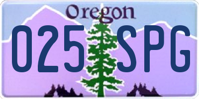 OR license plate 025SPG