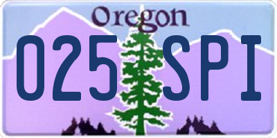 OR license plate 025SPI