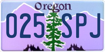 OR license plate 025SPJ