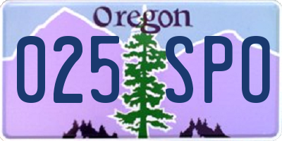 OR license plate 025SPO