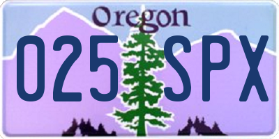 OR license plate 025SPX