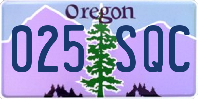 OR license plate 025SQC