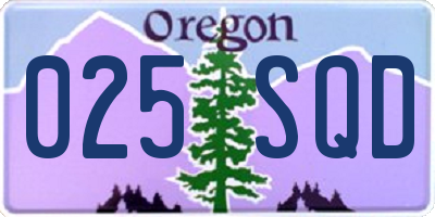 OR license plate 025SQD