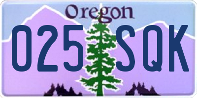 OR license plate 025SQK