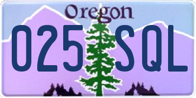 OR license plate 025SQL