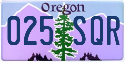 OR license plate 025SQR