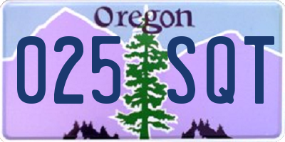 OR license plate 025SQT