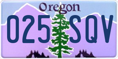 OR license plate 025SQV