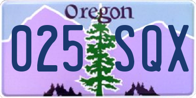 OR license plate 025SQX