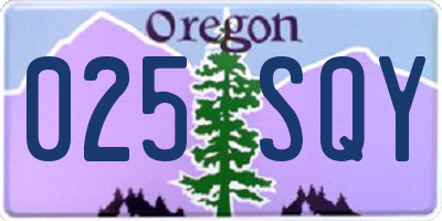 OR license plate 025SQY