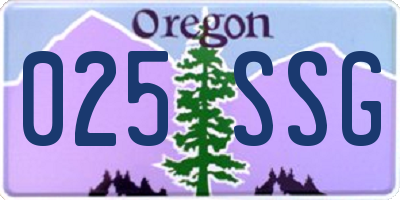 OR license plate 025SSG