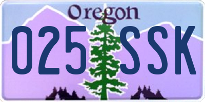 OR license plate 025SSK