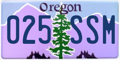 OR license plate 025SSM