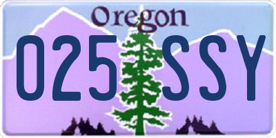 OR license plate 025SSY