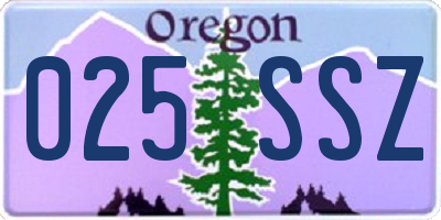 OR license plate 025SSZ