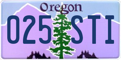 OR license plate 025STI