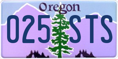 OR license plate 025STS