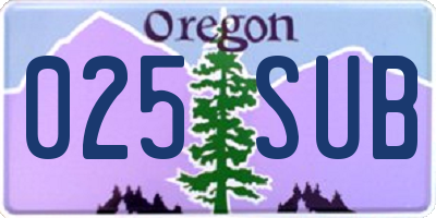 OR license plate 025SUB