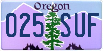 OR license plate 025SUF