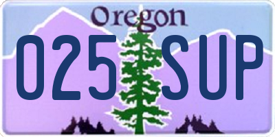OR license plate 025SUP