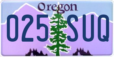 OR license plate 025SUQ